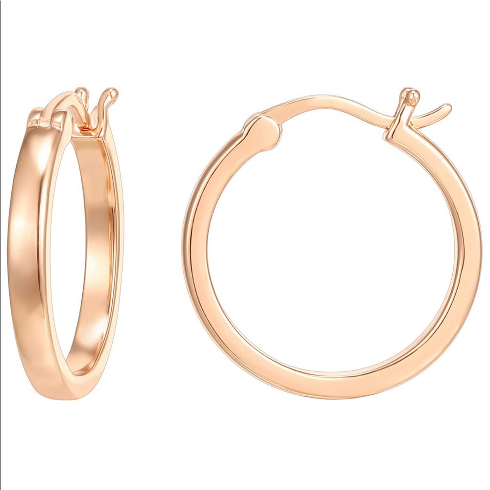 14K Rose Gold Plated 925 Sterling Silver Hoops